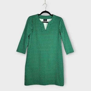 Sailor Sailor Lucille Shift Dress Wrinkle Free Travel Green Print Womens Size XS